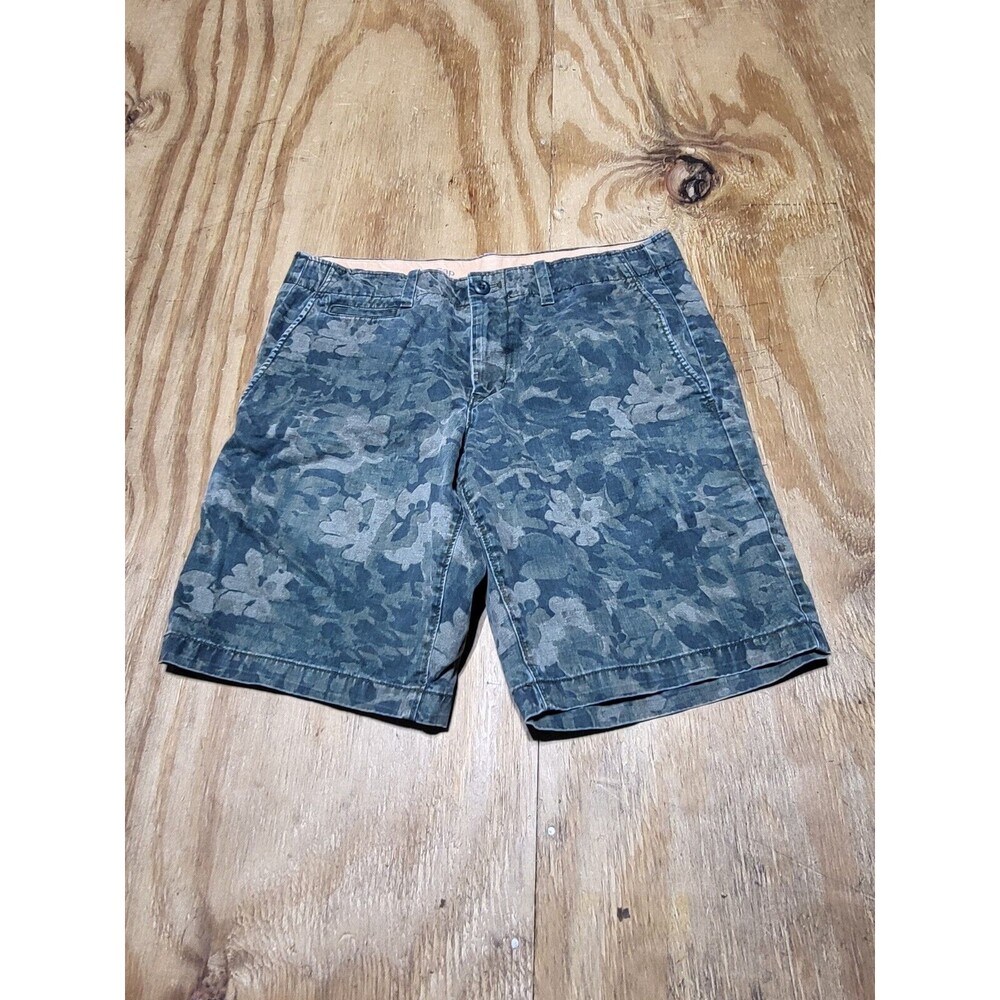 Gap The Lived In Shorts Men 32 Green Floral Camo Chino Cotton Flat Front @H11
